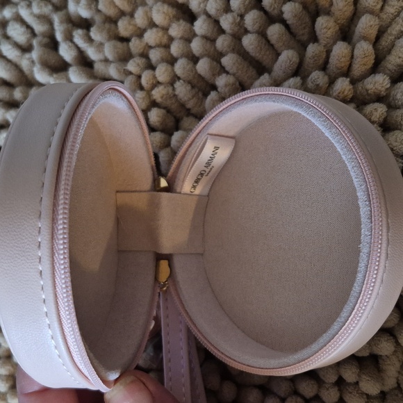 Armani Round Faux Leather Wristlet